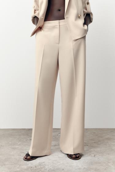 HIGH-WAIST STRAIGHT-LEG TROUSERS - Sand by Zara - Image 1