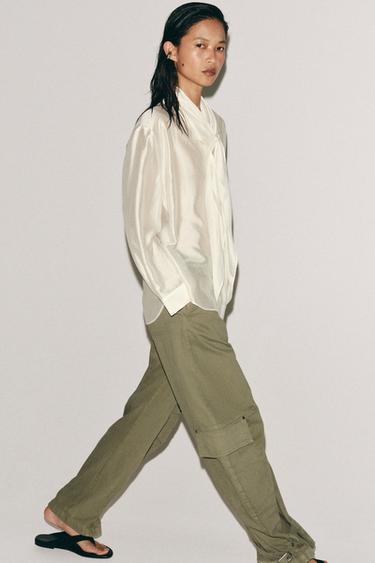 ZW COLLECTION FLOWING SHIRT WITH TIES - White by Zara - Image 5