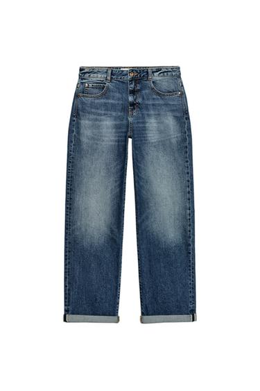 Zara Z1975 RELAXED FIT CUFFED HEM JEANS - Blue