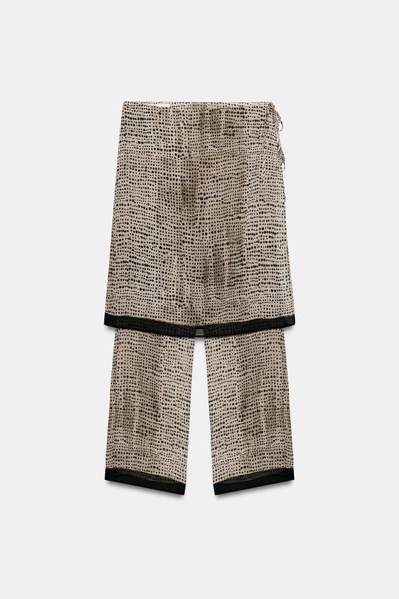PRINTED SKORT - Dark beige by Zara - Image 0