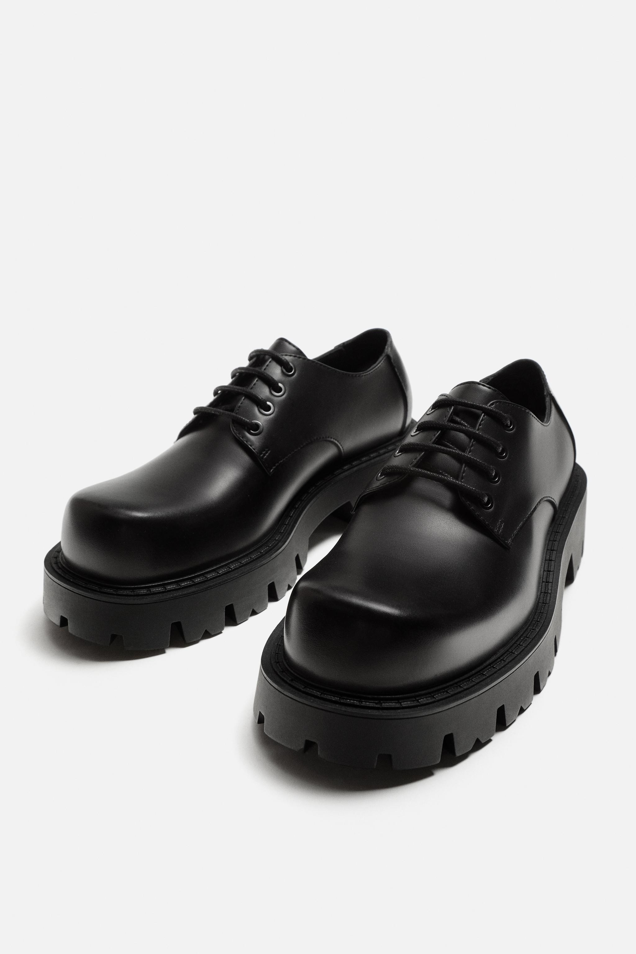 Leather Shoes Zara Womens Brogues Moc Toe Shoes Men Zara Flat Sole