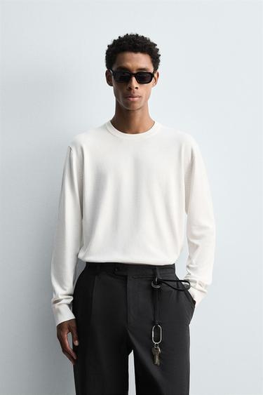 TEXTURED COTTON SWEATER - Ecru by Zara