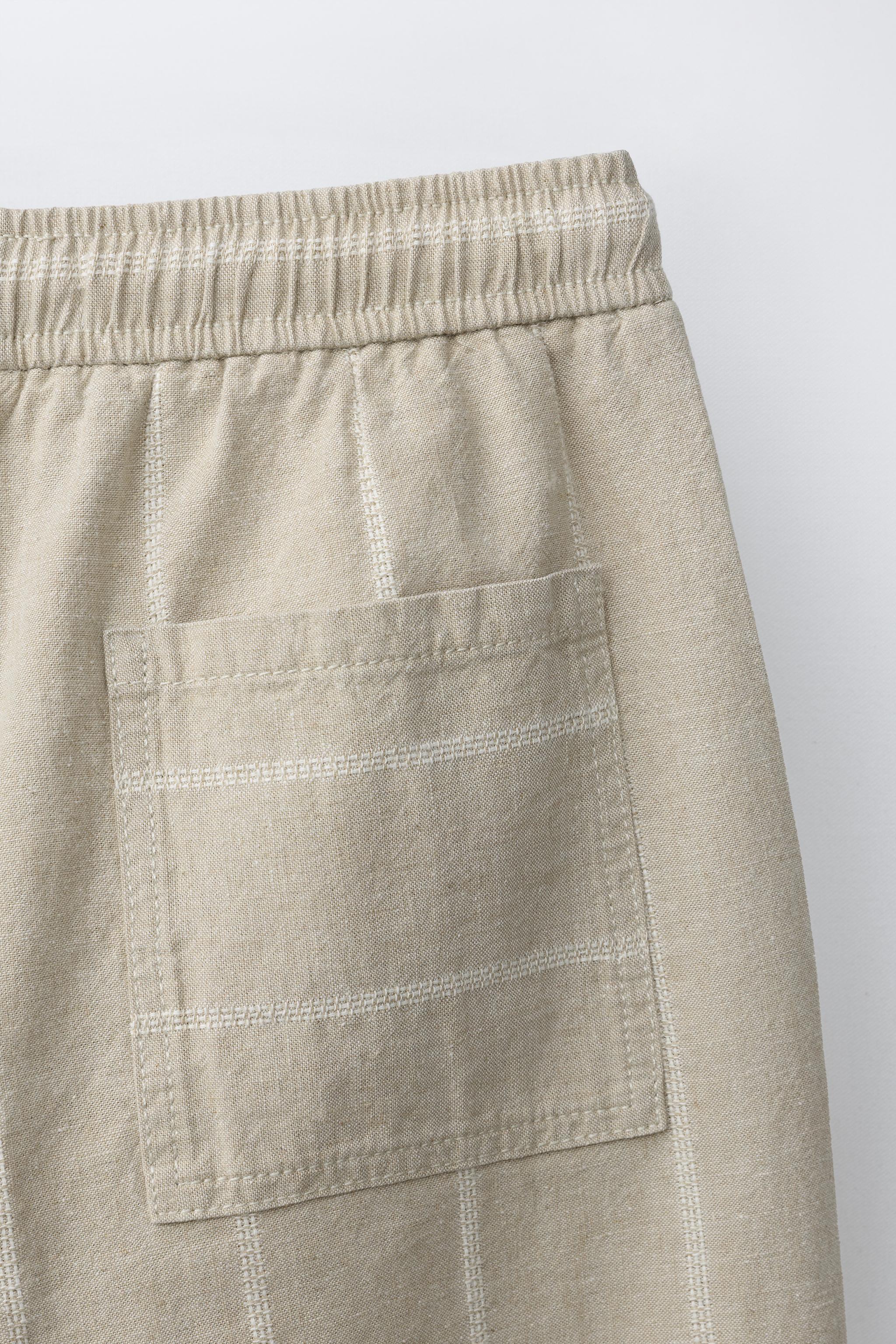 STRIPED COTTON LINEN PANTS