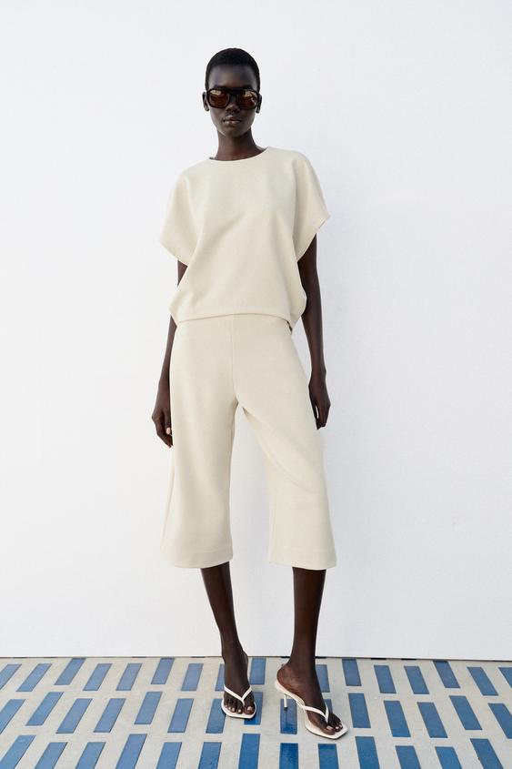 Zara CROP TOP - Ecru - Image 0