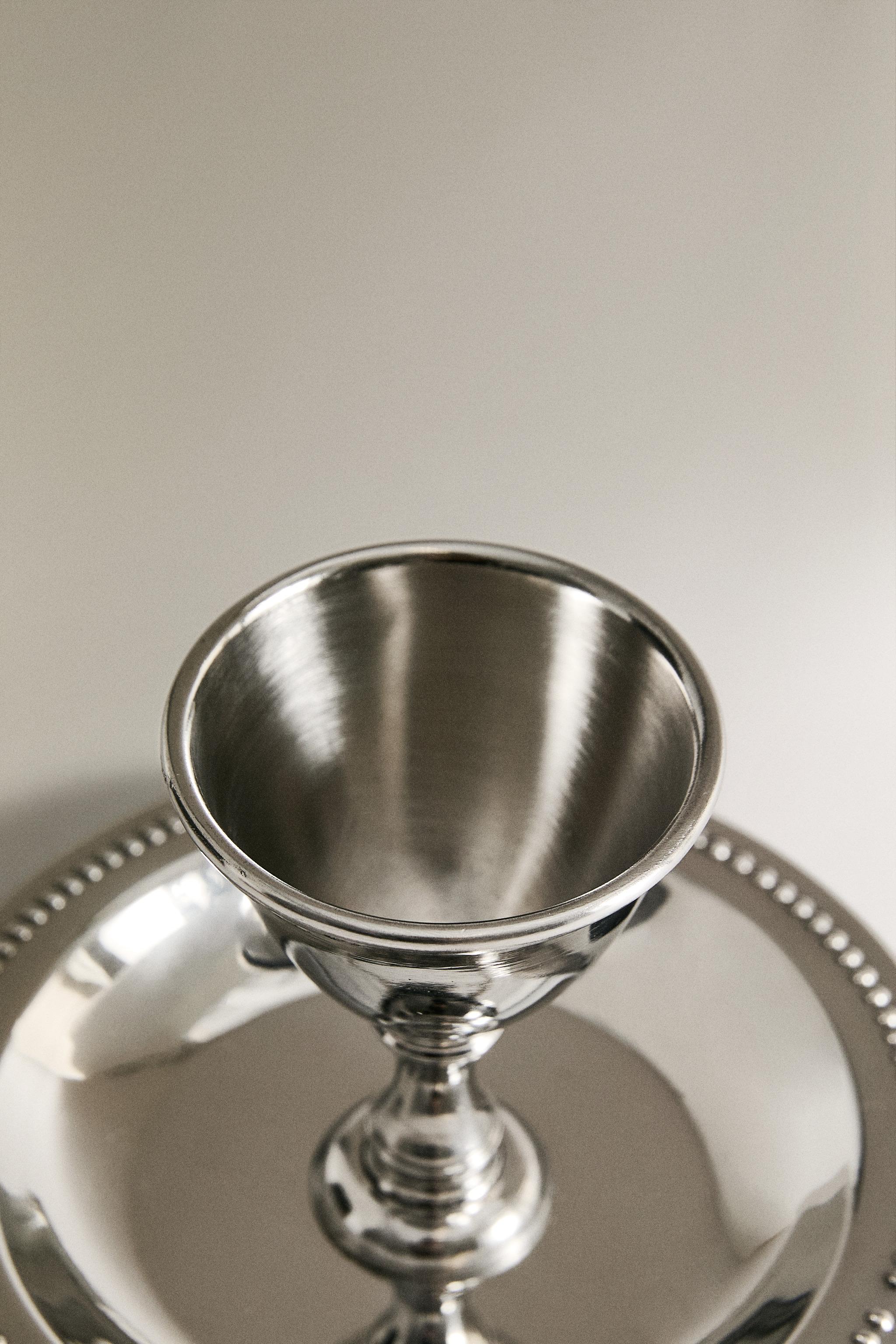 STEEL EGG CUP WITH PLATE
