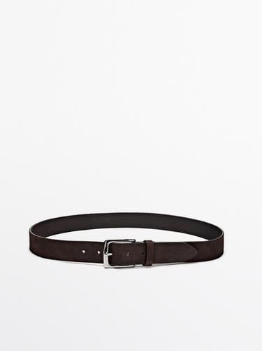 Zara Nubuck belt with rectangular buckle - Brown