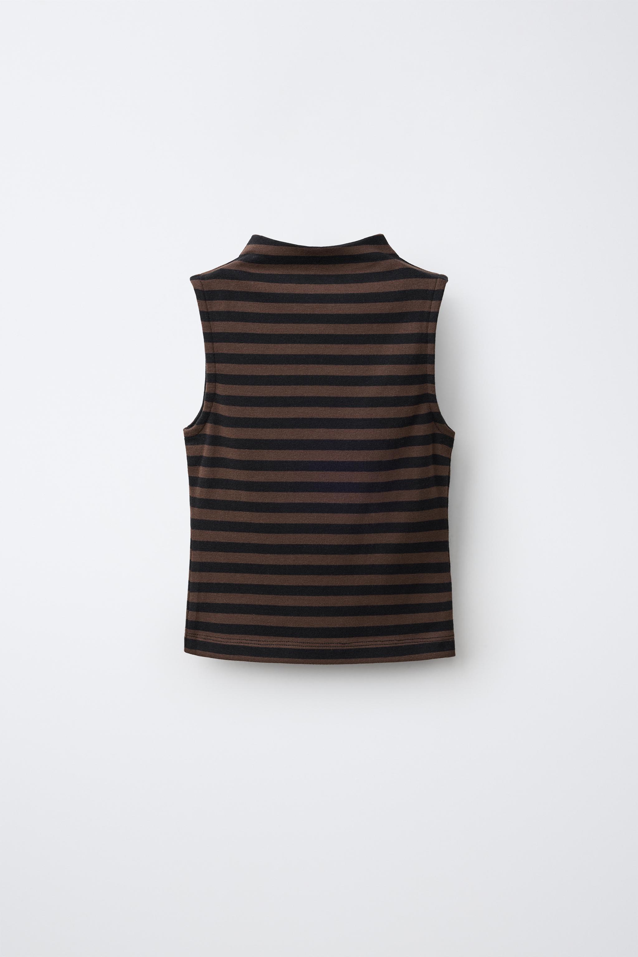 COTTON MODAL SLEEVELESS TOP — Striped