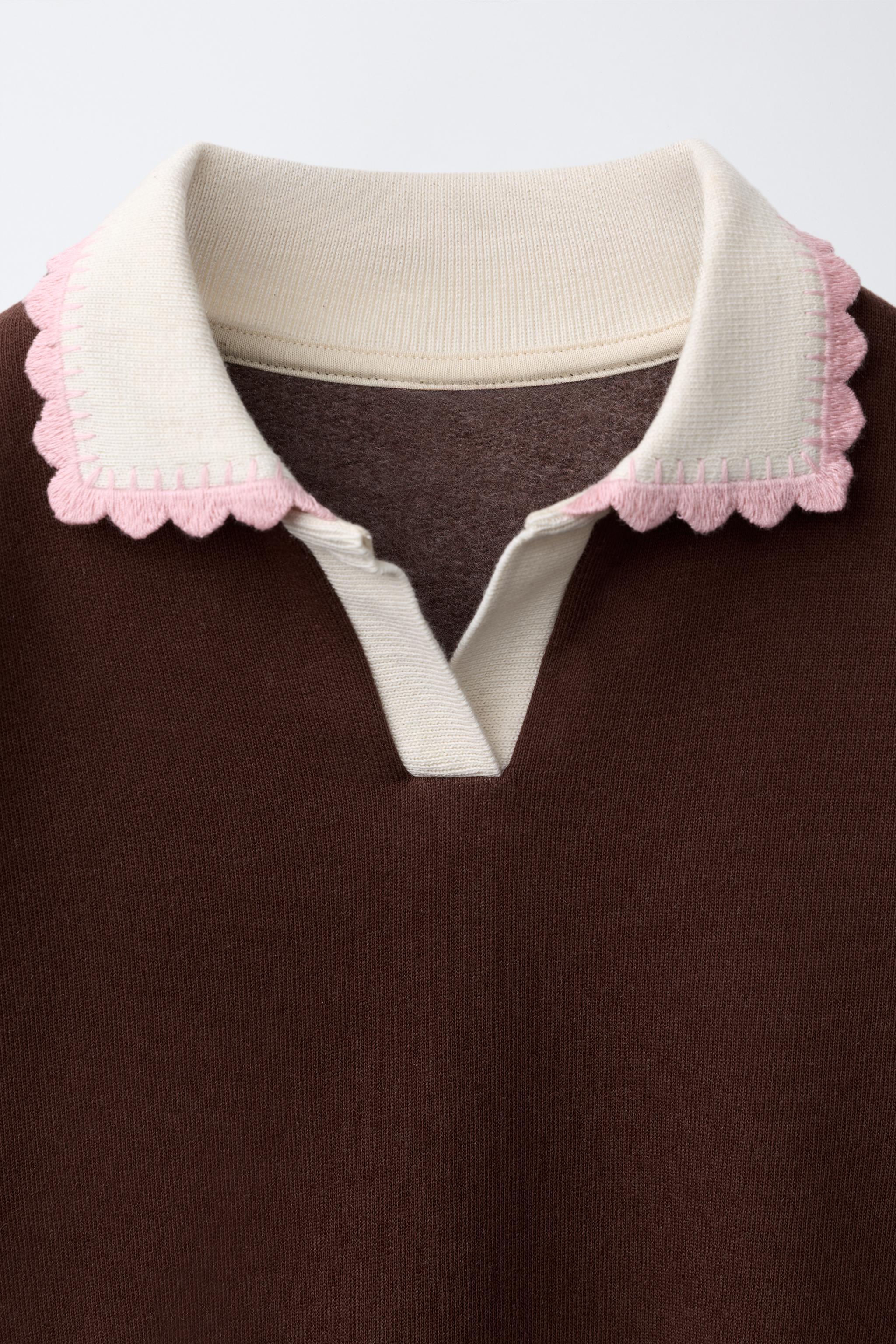 Детские худи Zara EMBROIDERED POLO SWEATSHIRT — фото 3