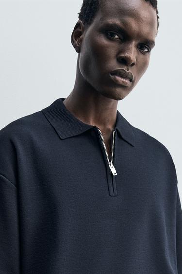 STRICK-POLOSHIRT MIT REISSVERSCHLUSS - Dunkles Marineblau von Zara