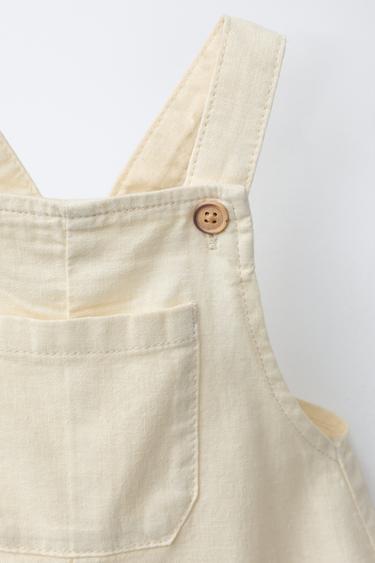 SHORT DUNGAREES WITH LINEN AND COTTON - Light yellow by Zara - Image 2