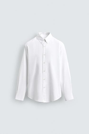 WASHED TEXTURED OXFORD SHIRT - White by Zara