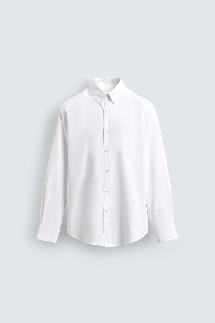 ZARA WASHED TEXTURED OXFORD SHIRT