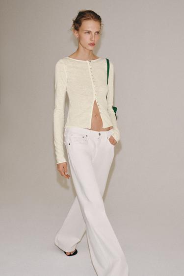 RUSTIC T-SHIRT WITH BUTTONS - Ecru by Zara