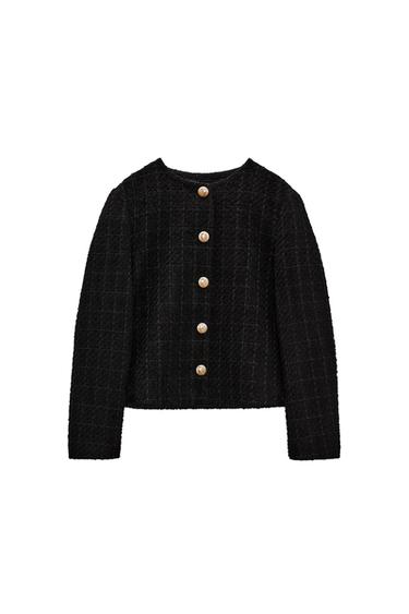 SHORT TEXTURED WEAVE BLAZER