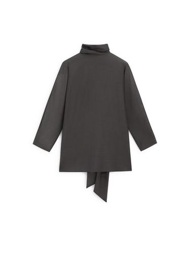 Blouse fluide avec nœud - STUDIO - Gris de Zara
