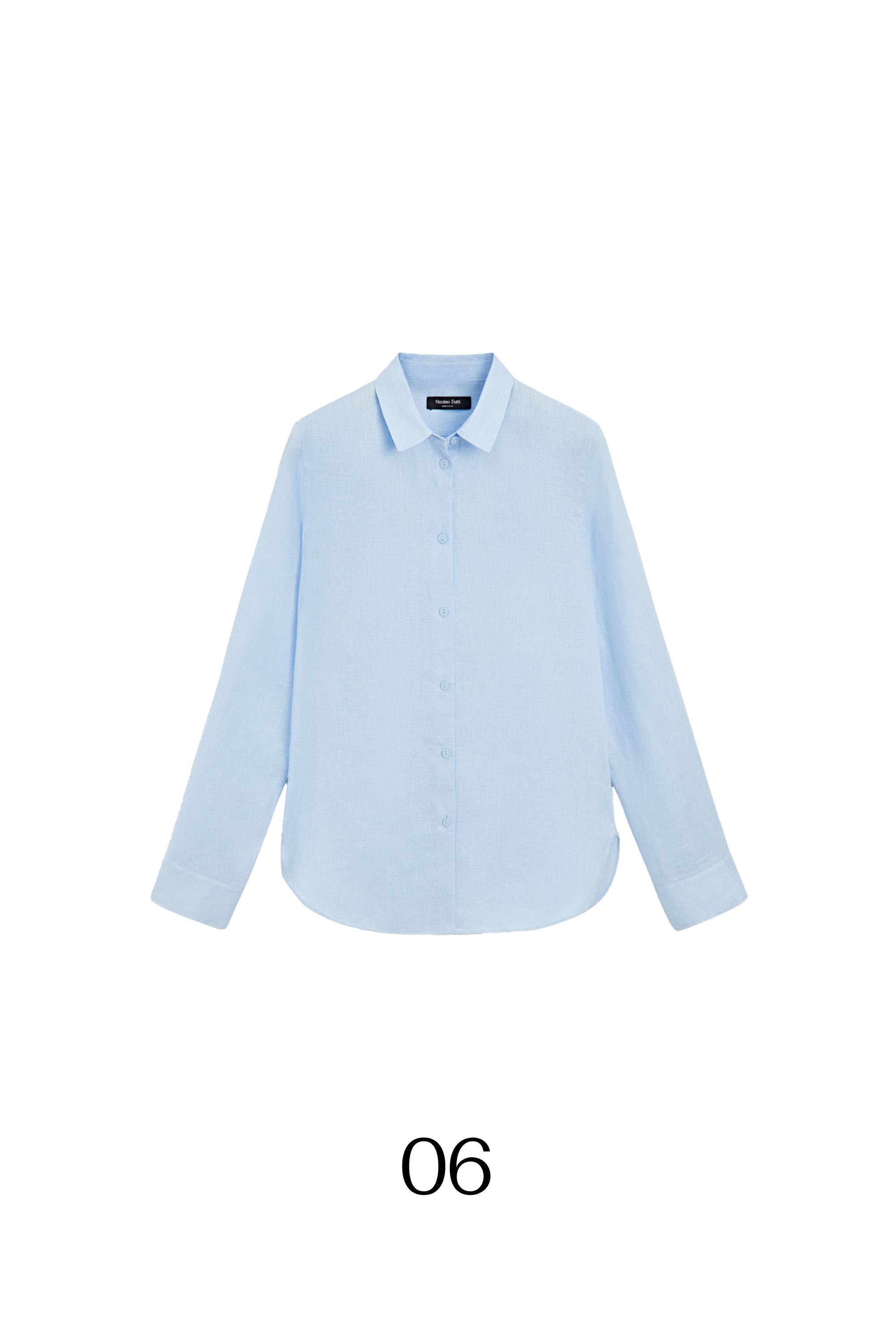Flowing 100% linen shirt — Sky blue