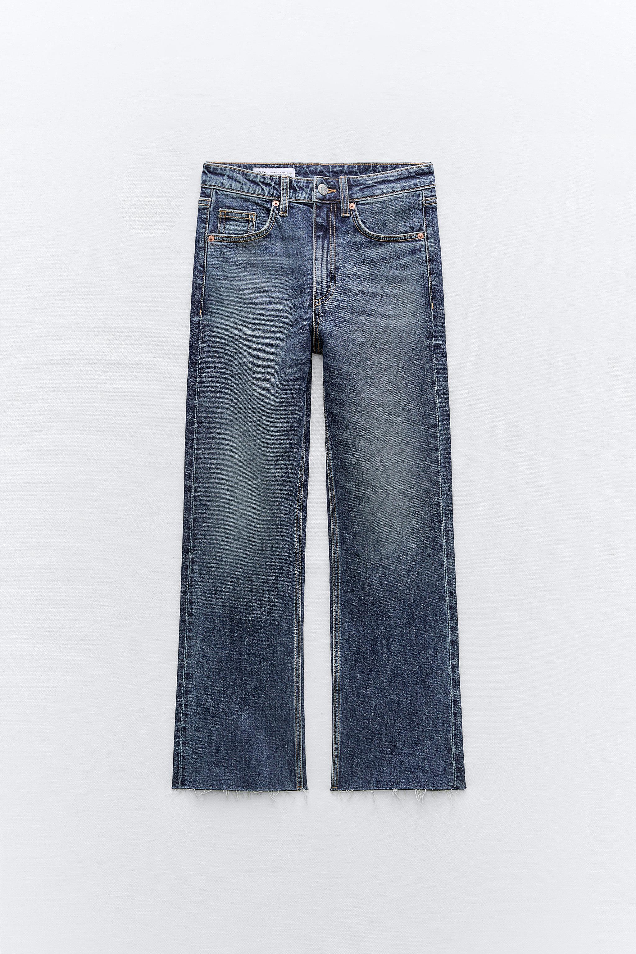 MID-RISE FLARED CROPPED TRF JEANS - Blue