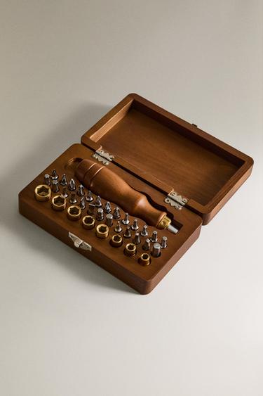 SCHRAUBENDREHER STAHL BUCHENHOLZBOX - Braun von Zara