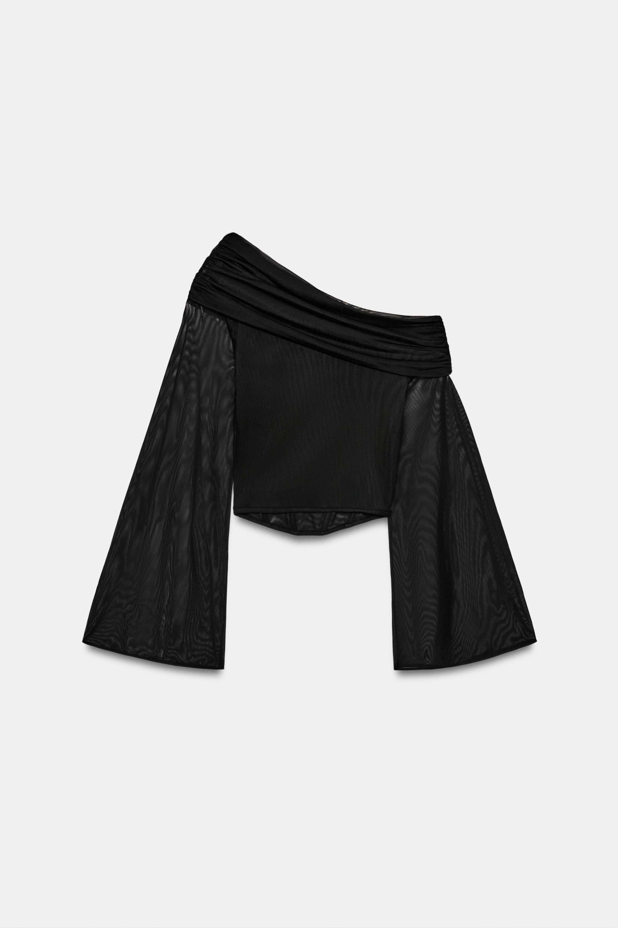 TOP ASYMÉTRIQUE DRAPÉ TULLE