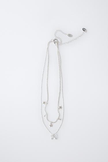 PACK OF TWO NECKLACES WITH STARS AND CHERRY PENDANT - Silver by Zara