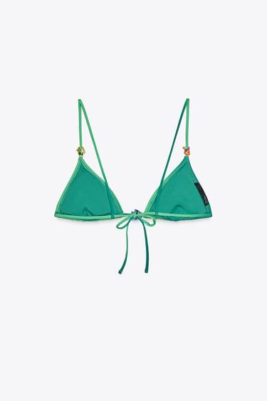 FISH TRIANGLE BIKINI TOP - Green by Zara - Image 5