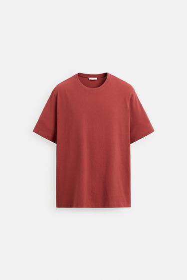T-SHIRT MEDIUM WEIGHT BASIQUE - Rouge soutenu de Zara
