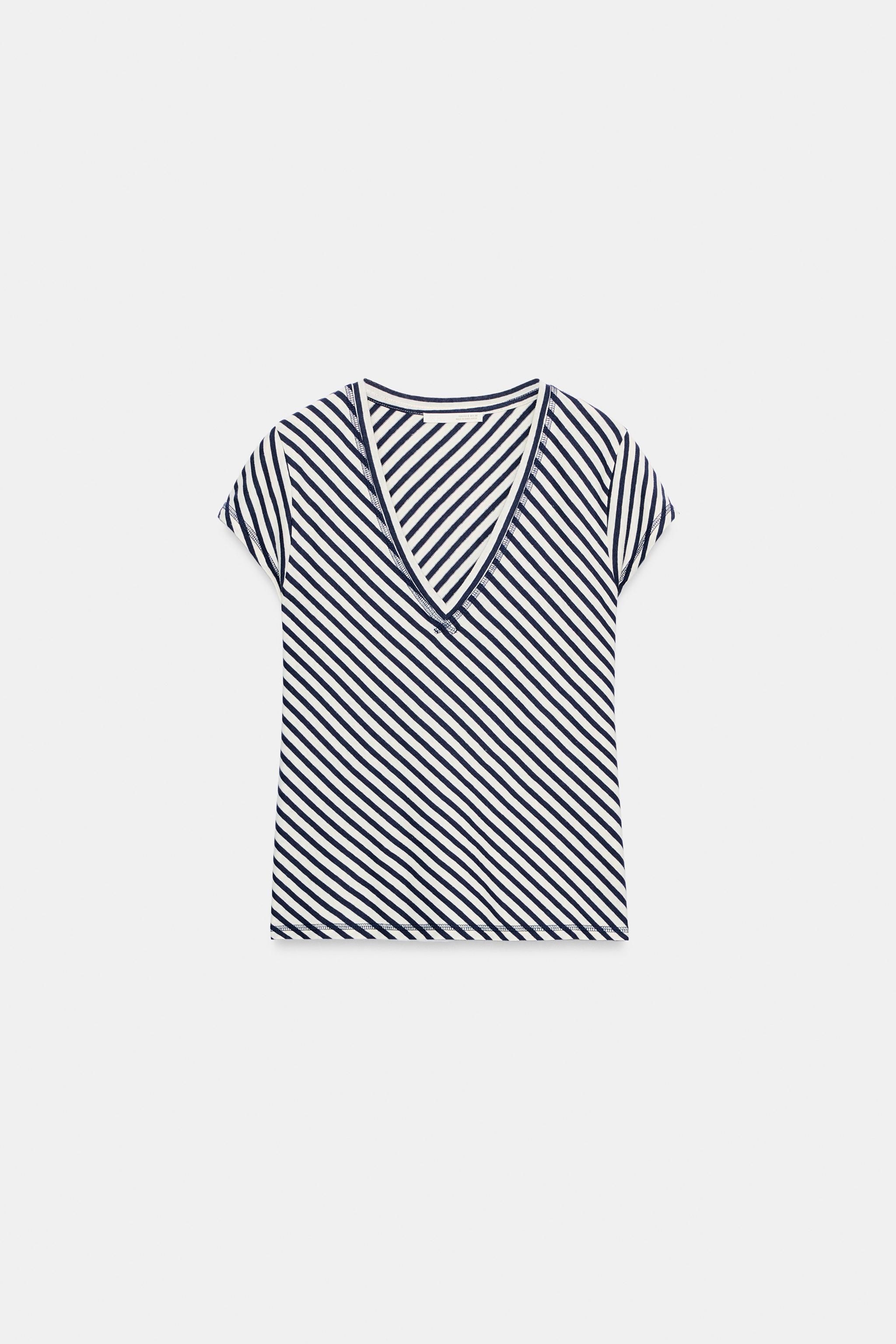 STRIPED LINEN BLEND T-SHIRT
