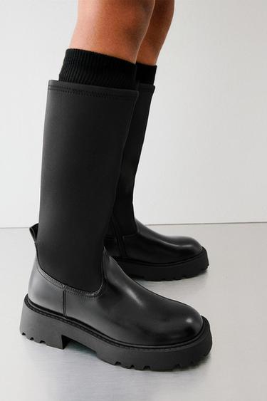 KNEE-HIGH SOCK BOOTS - Black by Zara - Image 0