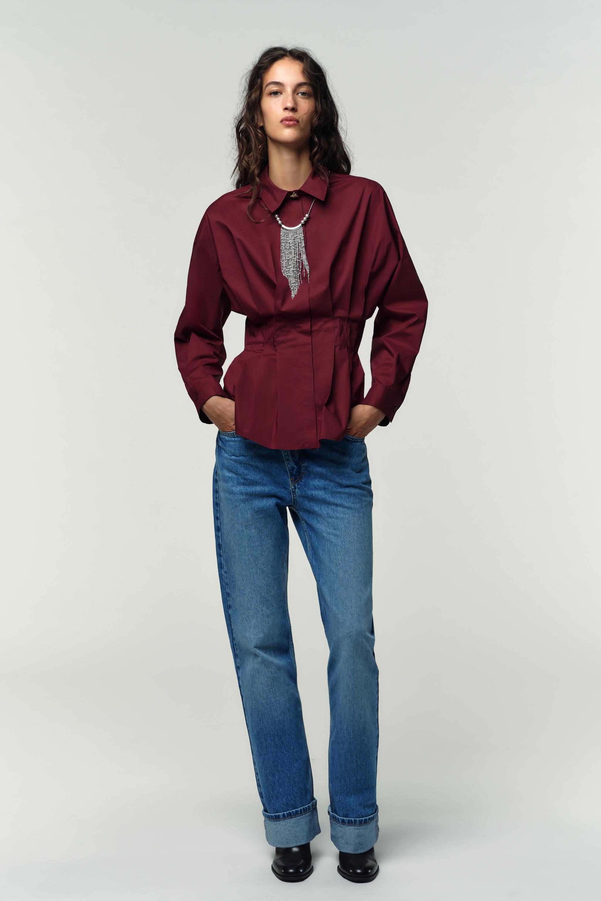 PLEATED POPLIN SHIRT
