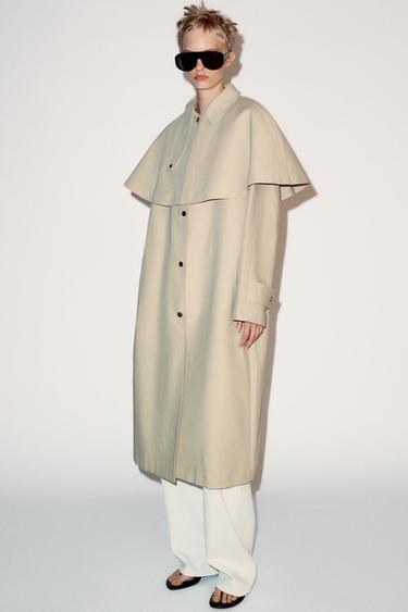 ZW COLLECTION CAPE TRENCH COAT - Beige by Zara