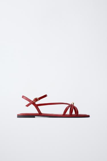 GOLD-TONE EMBELLISHED SANDALS - Red by Zara