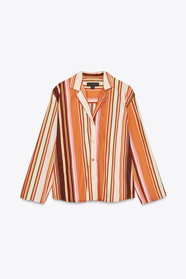 Zara ZW COLLECTION STRIPED PAJAMA SHIRT - Multicolored