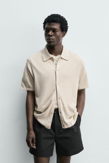 COTTON/LINEN KNIT SHIRT - Beige by Zara