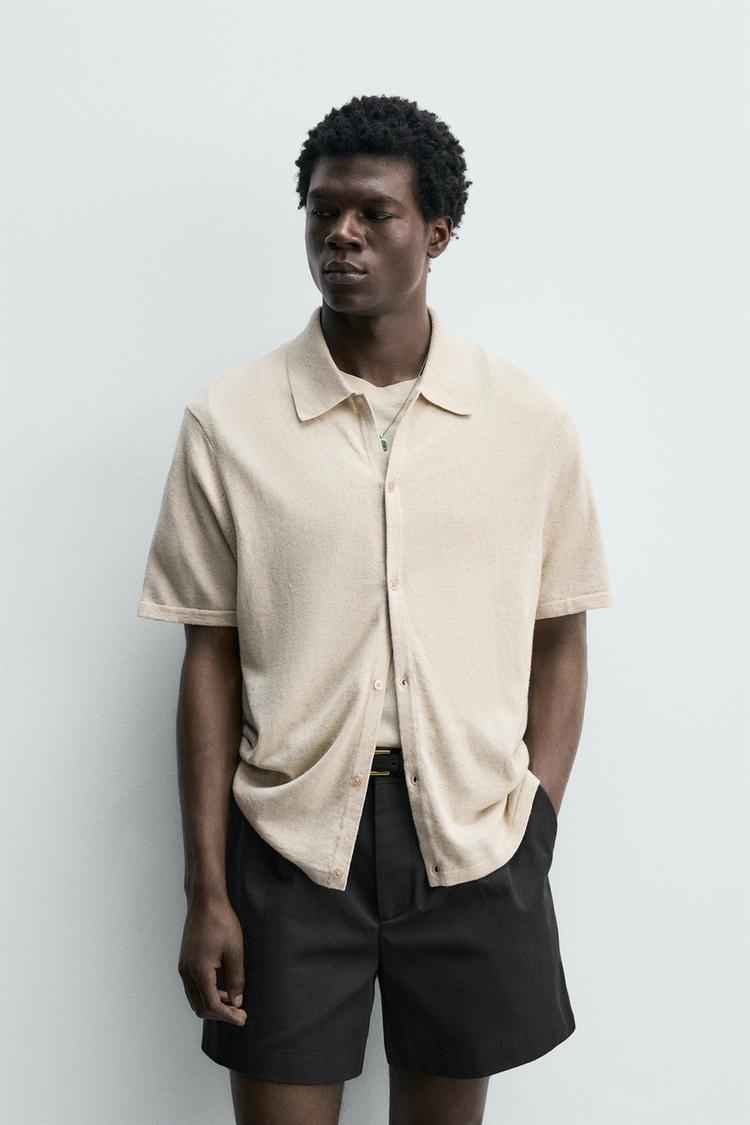 ZARA COTTON/LINEN KNIT SHIRT