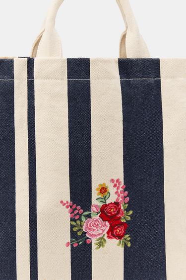 MAXI SAC À RAYURES ET FLEURS BRODÉES - rayures de Zara - Image 2