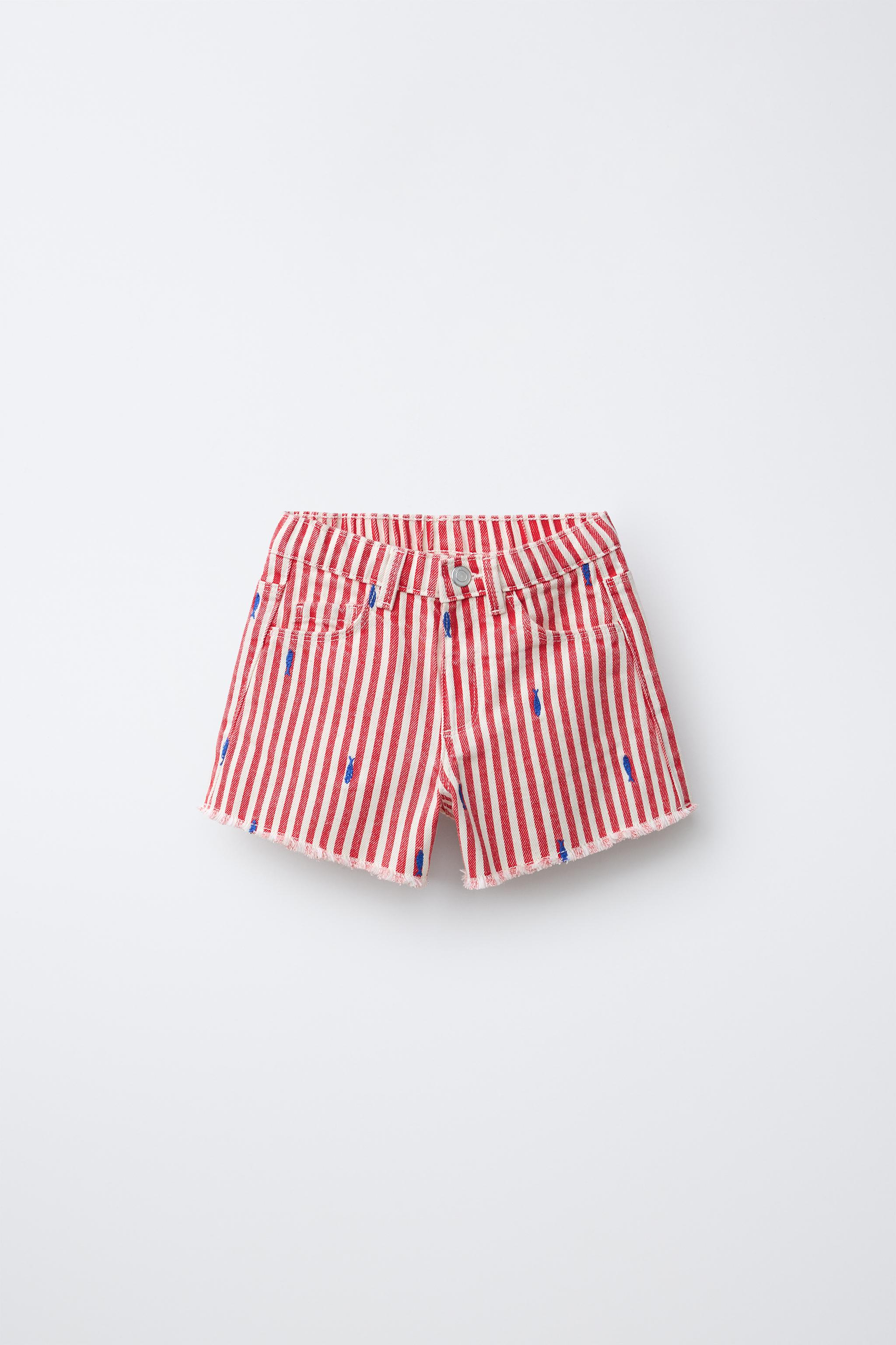 EMBROIDERED FISH MOM FIT TWILL SHORTS - CASA LAWA X ZARA KIDS