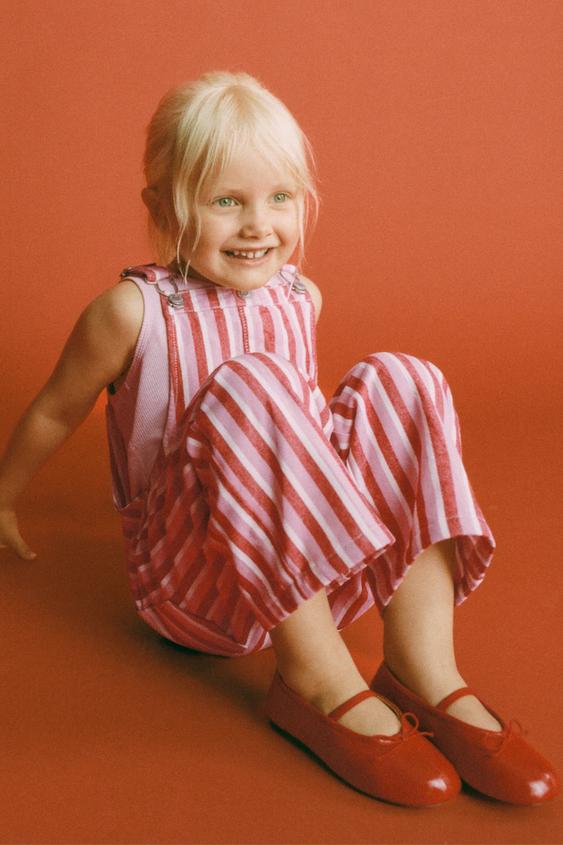 SALOPETTE LONGUE EN SERGÉ À RAYURES - Rouge de Zara - Image 4