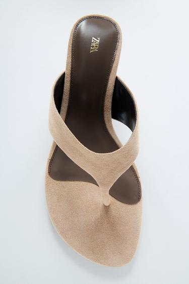 SUEDE HIGH-HEEL SANDALS - Beige by Zara
