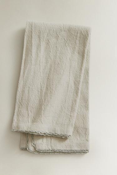 Zara SET OF YARN-DYED NAPKINS WITH PICOT DETAIL (SET OF 2) - Greenish