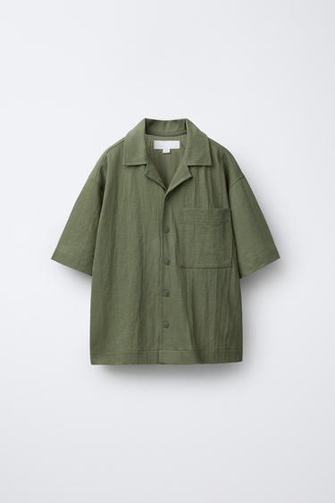 CAMP COLLAR SHIRT WITH POCKET - Dark khaki by Zara - Image 0