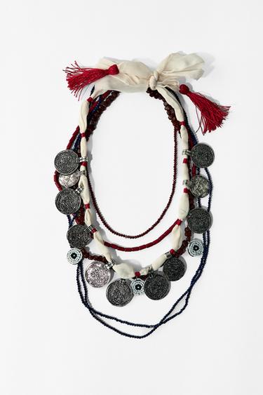 PACK 3 COLLARES ABALORIOS MEDALLAS - Azul de Zara