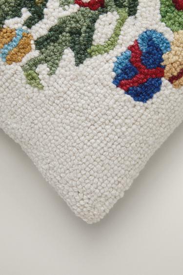 Wool christmas tree throw pillow cover — Ecru 2