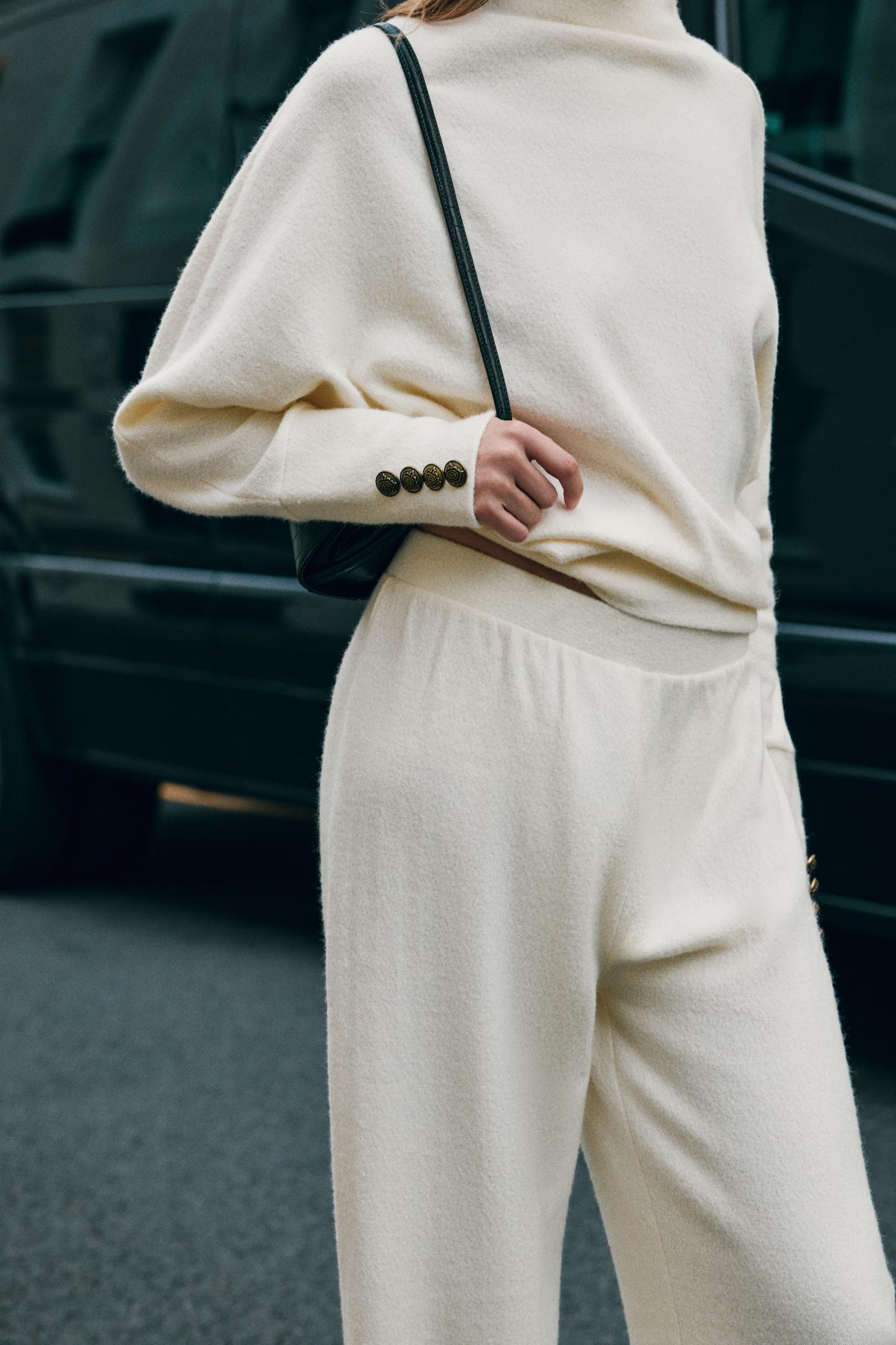 Женские брюки Zara Soft Wide-Leg, цвет: Экрю — фото 3