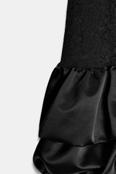 ROBE COURTE EN MATIÈRES VARIÉES ET DENTELLE - Noir de Zara - Image 6