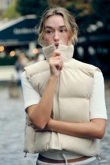 WATER-REPELLENT WINDPROOF PUFFER GILET - Ecru by Zara - Image 0