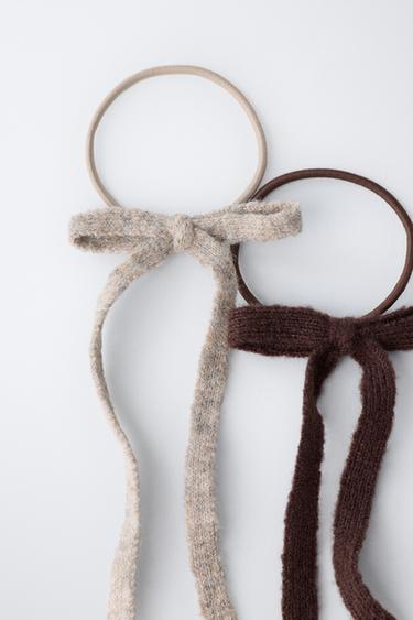 LOT DE QUATRE CHOUCHOUS À NŒUD EN MAILLE - Kaki de Zara - Image 2