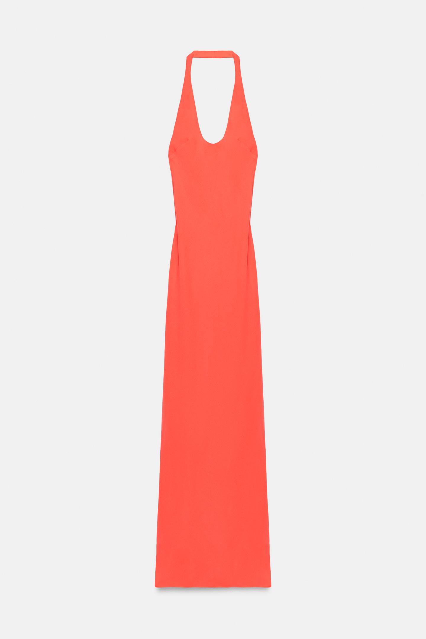 Женское платье Zara Long Halter, цвет: Неоновый оранжевый — фото 6
