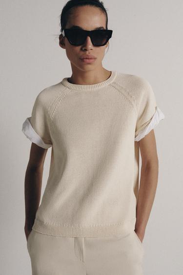 JERSEY PUNTO MANGA VUELTA COMBINADA - Crudo de Zara