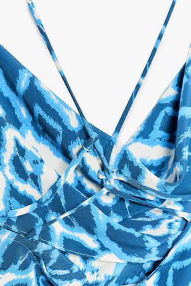 PRINTED CAMISOLE MIDI DRESS - Blue/White by Zara - Image 6
