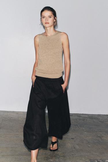Zara RUSTIC KNIT TOP - SAND/BROWN - Image 0